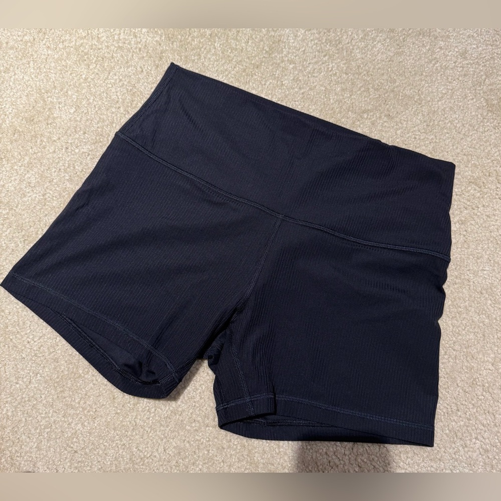 Lululemon (4 inch) ribbed bike shorts.